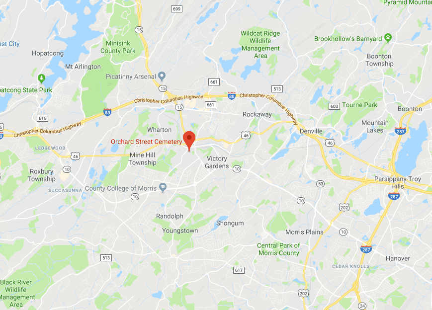 The service was at Orchard Street Cemetery in Dover, about 3.5 miles from where the unidentified infant's body was found. (Screenshot via Google Maps)
