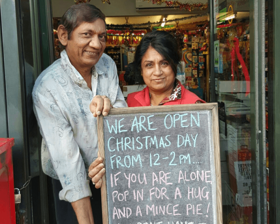 Couple Open Their Store on Christmas Day so the Lonely Can Come in for Free Treats and Hugs