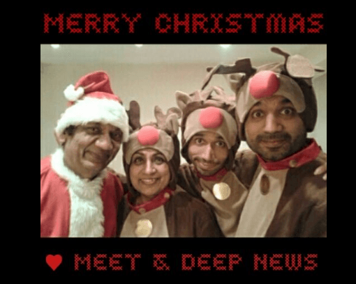 Shashi, Pallu, Meeten, and Deepen Patel, initiated a heart-warming tradition at their London store of hosting a Christmas Day get-together for the lonely or those in need. (Photo courtesy of Meet and Deep Newsagents)