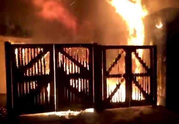 London Zoo is seen on fire, in London, Britain Dec, 23, 2017 in this image taken from video footage obtained from social media. (Brendan Cooney/via Reuters)