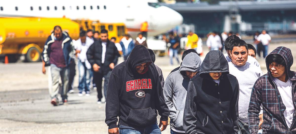 Guatemalan nationals deported from the United States arrive in Guatemala City on an ICE deportation flight on Feb. 9, 2017. (John Moore/Getty Images)