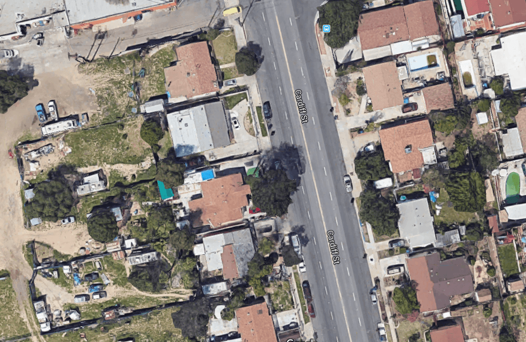 An arial view of Cardiff Street, San Diego. (Screenshot/GoogleMaps)
