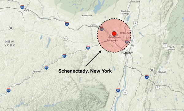 The two suspects were reportedly arrested in Schenectady, New York. (Screenshot via MapQuest)