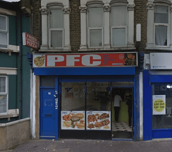 The two youths were struck by gunfire at this fast food restaurant on Terrace Road in Plaistow, east London shortly after 8.30 p.m. on Friday, Dec. 29. (Screenshot via Google Maps)