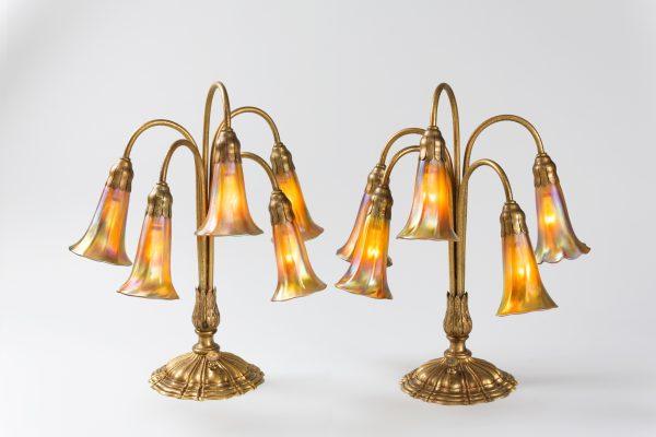 A “Lily” table lamp by Louis Comfort Tiffany. (Macklowe Gallery)