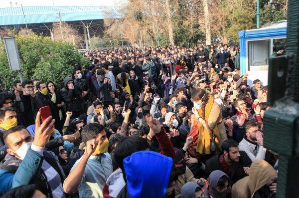 Iranian students protest at the University of Tehran during a demonstration on Dec. 30, 2017. (STR/AFP/Getty Images)