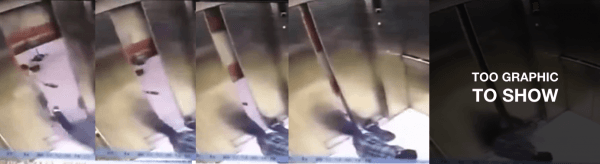 The graphic footage suggests the woman's leg was severed below the knee. (Screenshots via iQIYI)