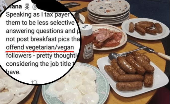 Police Blasted for Posting Photos of Beefy Breakfast for Fear of Upsetting Vegans