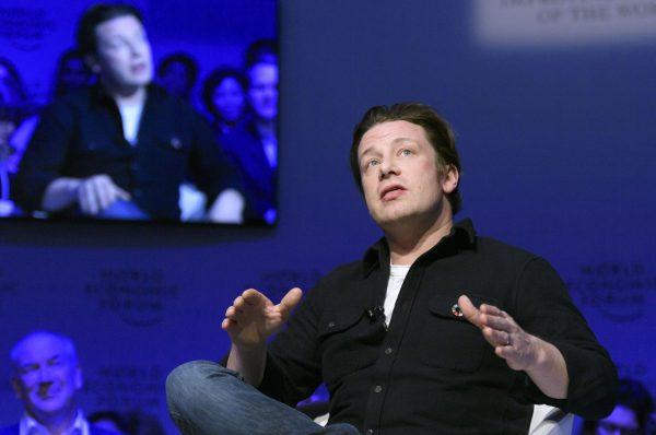 Celebrity chef and campaigner Jamie Oliver has called for a ban on the sale of energy drinks to the under-16s. Here Oliver attends a session on the second day of the World Economic Forum in Davos, Switzerland on Jan. 18, 2017. (Fabrice Coffrini/AFP/Getty Images)