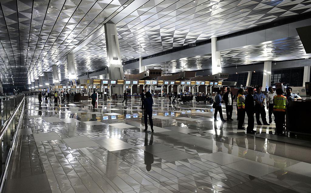 The check-in hall at the newly opened terminal 3 at Soekarno-Hatta International Airport in Tangerang, on the outskirts of Jakarta, early on August 9, 2016. (Bay Ismoyo/AFP/Getty Images)