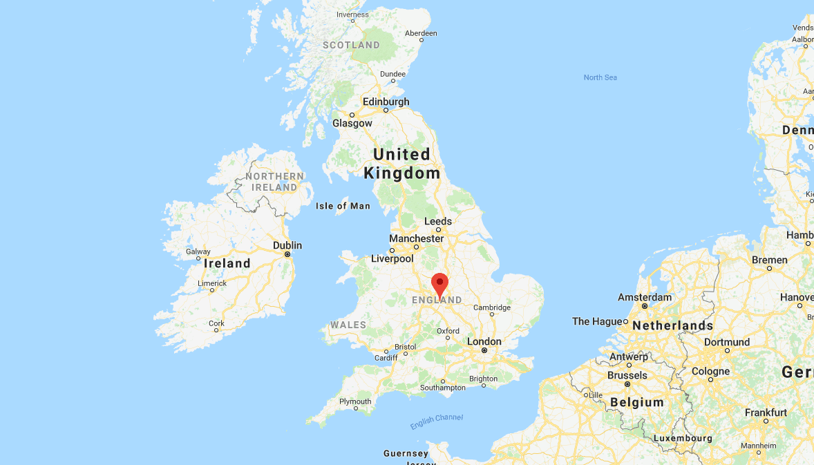 A red marker shows the location of Coventry in the UK (Screenshot/GoogleMaps)