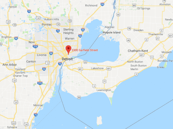 The location of 3300 block of Garfield Street in Detroit, where police say 2-week-old Bella Osterman was abducted by her father. (Screenshot via Google Maps)