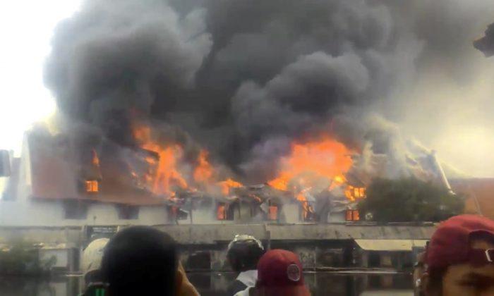 Fire Rips Through 17th Century Heritage Building in Indonesia
