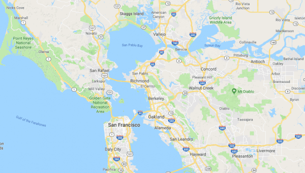 A screengrab shows the area around Pleasant Hill, California (Screenshot via GoogleMaps)