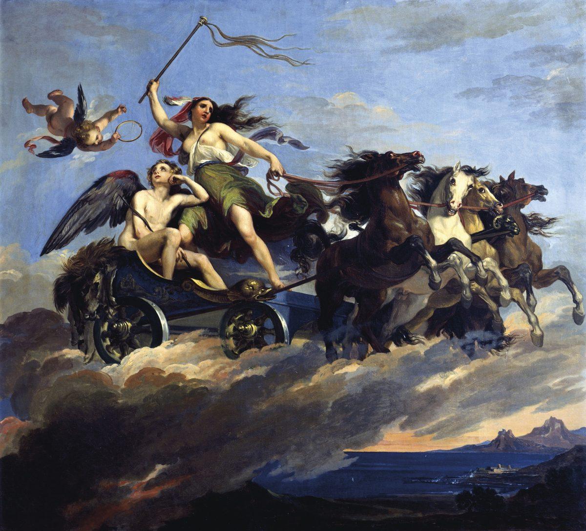 "<span class="s1">Folly Driving the Chariot of Love</span>" by Giuseppe Bezzuoli. Oil painting. Gallerie degli Uffizi - Galleria d'Arte Moderna, Palazzo Pitti, in Florence, Italy. (DeAgostini Picture Library/Bardazzi/Bridgeman Images, Christie's)