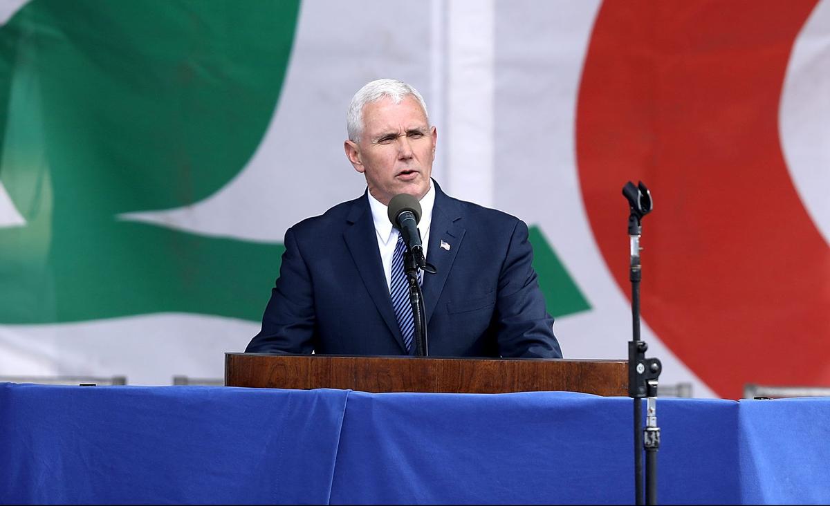 U.S. Vice President Mike Pence addresses a rally on the National Mall before the start of the 44th annual March for Life in Washington, DC, on Jan. 27, 2017. (Chip Somodevilla/Getty Images)