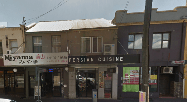 The flat above the Persian restaurant in Newtown, Sydney where the bodies of Amelia Blake and Brazil Gurung were discovered. (Screenshot via Google Maps)