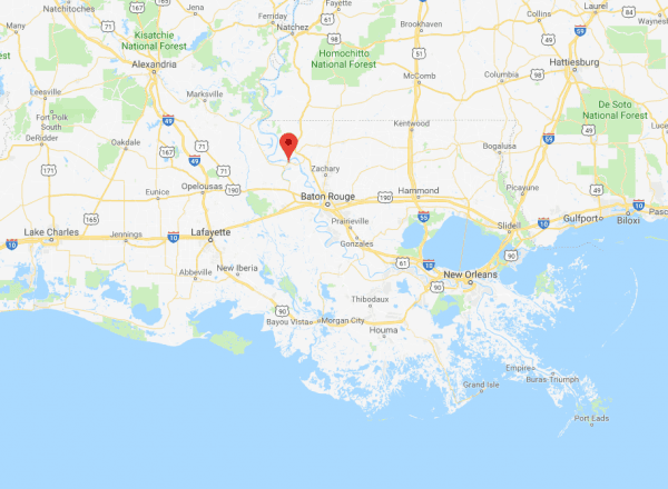 Location of New Roads, Pointe Coupee Parish in Louisiana, where Paul Walker was found dead from hypothermia. (Screenshot via Google Maps)
