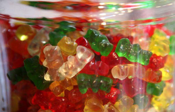 Gummi Bears are displayed in a glass jar on April 3, 2009 in San Francisco, California. Candy with marijuana in it has been handed out by mistake to fifth-grade children. (Justin Sullivan/Getty Images)