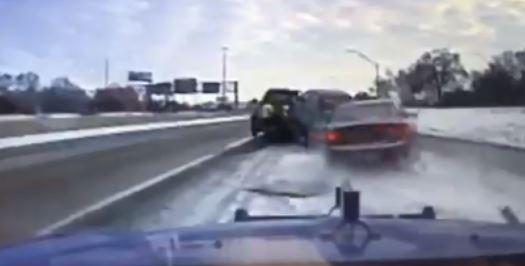 Dashcam Video Shows Car in Detroit Sliding on Ice, Slamming Into Tow Truck