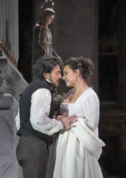 Vittorio Grigolo as Cavaradossi and Sonya Yoncheva as Tosca in rehearsal. (Ken Howard/Metropolitan Opera)