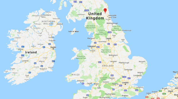 The location of Belsay, Northumberland. (Screenshot/GoogleMaps)
