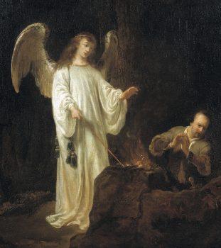 “Gideon’s Sacrifice,” 1640, is the earliest known signed, independent work by Ferdinand Bol. The painting captures the moment when an angel appears to Gideon and lights his sacrifice. (Public Domain)