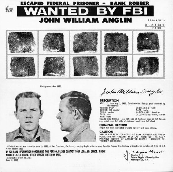 John Anglin's wanted poster. (Public Domain)