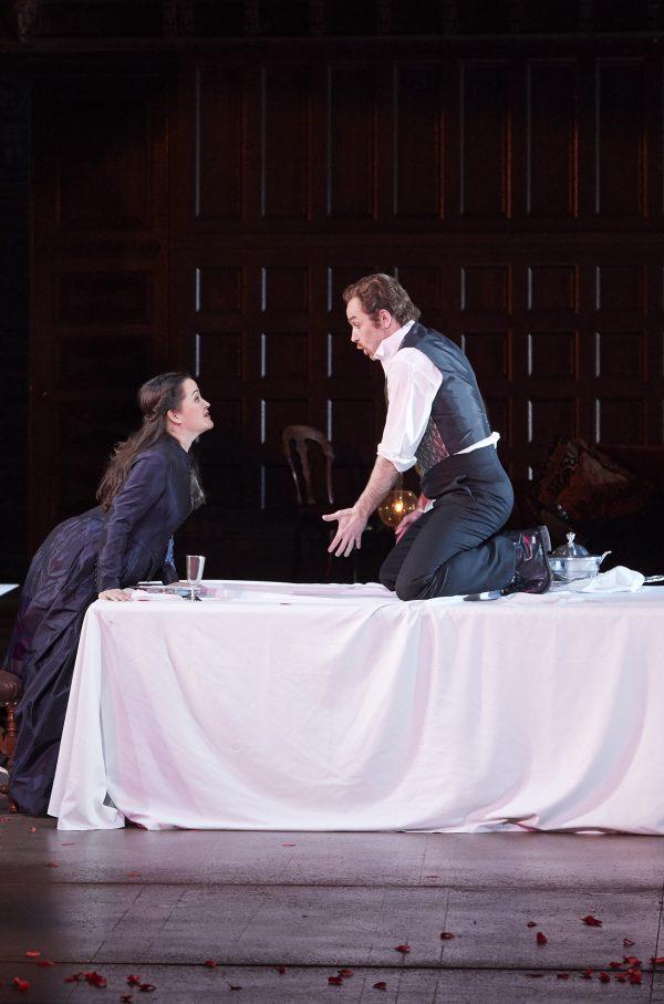 Anna Christy as Gilda and Stephen Costello as the Duke of Mantua. (Michael Cooper)