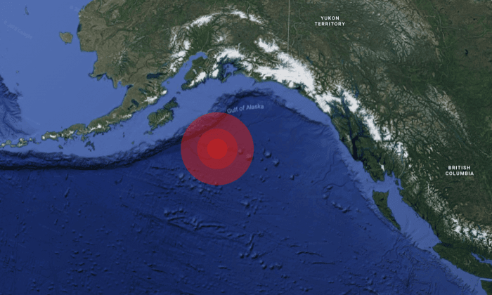 An 8.2 earthquake hit southeast of Chiniak, Alaska, on Tuesday, Jan. 23, 2018, prompting a tsunami warning. (Google Maps)