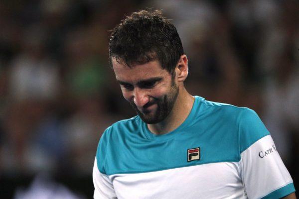 Croatia's Marin Cilic reacts during the final against Switzerland's Roger Federer at the Australian Open Men's singles final, Melbourne, Australia, on January 28, 2018. (Reuters/Edgar Su)