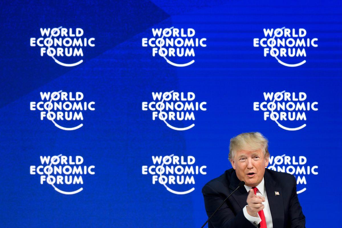 President Trump at a discussion during the WEF in Davos, on Jan. 26, 2018. (FABRICE COFFRINI/AFP/Getty Images)