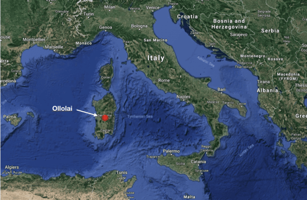 Ollolai is in the heart of Sardinia, an autonomous region of Italy and the second largest island in the Mediterranean Sea. (Google Maps)
