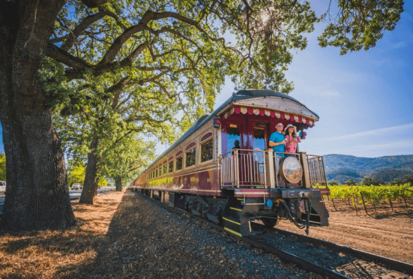 The Napa Valley Wine Train offers a three-hour, 36-mile round-trip journey from Napa to St. Helena. (Courtesy of Visit Napa Valley/David H. Collier)