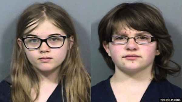 Morgan Geyser (L) and Anissa Weier were 12 when they lured their friend to a wooded area and stabbed her multiple times with a kitchen knife. (Police booking photos)