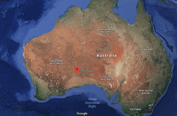 The village of Tjuntjuntjara in Western Australia, on the edge of the Great Victoria Desert. (Screenshot via GoogleMaps)