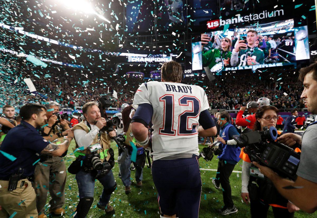 New England Patriots' Tom Brady walks off dejected after the game at U.S. Bank Stadium, Minneapolis, Minnesota on Feb. 4, 2018. (Reuters/Kevin Lamarque)