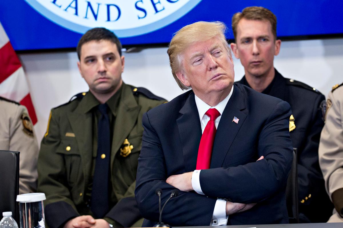 President Donald Trump participates in a Customs and Border Protection roundtable after touring the National Targeting Center in Sterling, Va., on Feb. 2, 2018. (Andrew Harrer-Pool/Getty Images)