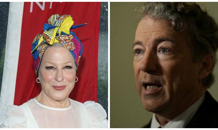 Actress Bette Midler Sparks Outrage After Calling for Physical Attack on Rand Paul