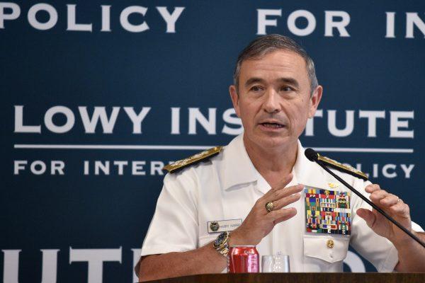 Adm. Harry Harris, head of the U.S. Pacific Command, addresses the Lowy Institute in Sydney on Dec. 14, 2016. (Peter Parks/AFP/Getty Images)