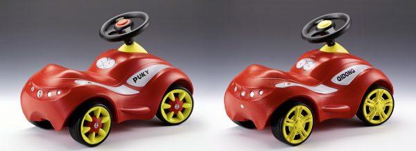 The original Puky toy car on the left, compared to the Qidong brand of the toy car. (Courtesy of Aktion Plagiarius)
