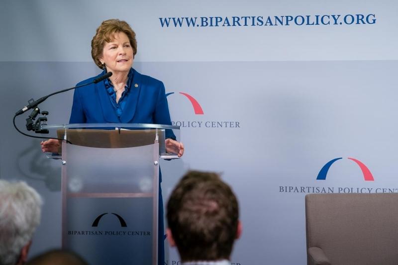 Sen. Jeanne Shaheen (D-N.H.) speaks at a small business event at the Bipartisan Policy Center (BPC) in Washington on Jan. 30. Compliance burdens made lending very challenging for small community banks, said Shaheen. (Greg Gibson/ Bipartisan Policy Center)