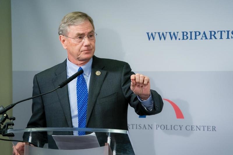 Rep. Blaine Luetkemeyer (R-Mo.) speaks at a small business event at the Bipartisan Policy Center in Washington on Jan. 30. New banks and credit unions have begun to apply for charters in recent months, said Luetkemeyer. (Greg Gibson/ Bipartisan Policy Center)