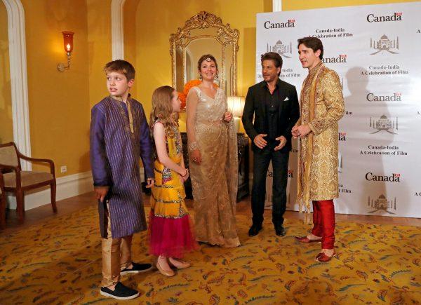 <span class="s1">Canadian Prime Minister</span><span class="s2"> Justin Trudeau</span><span class="s1">, his wife Sophie Gregoire</span><span class="s2"> Trudeau</span><span class="s1">, their daughter Ella Grace, and son Xavier pose with Bollywood actor Shah Rukh Khan in Mumbai, India, on Feb. 20, 2018. Trudeau is a currently on a week-long state visit to India. (Reuters/Danish Siddiqui)</span>