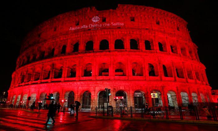 Rome’s Colosseum Turned Red to Protest Pakistan Blasphemy Law