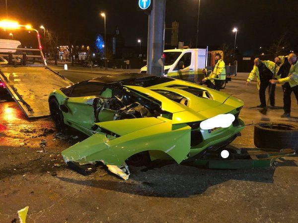 The luminous green car was smashed up on Sunday, Feb. 25, 2018. (British Transport Police)