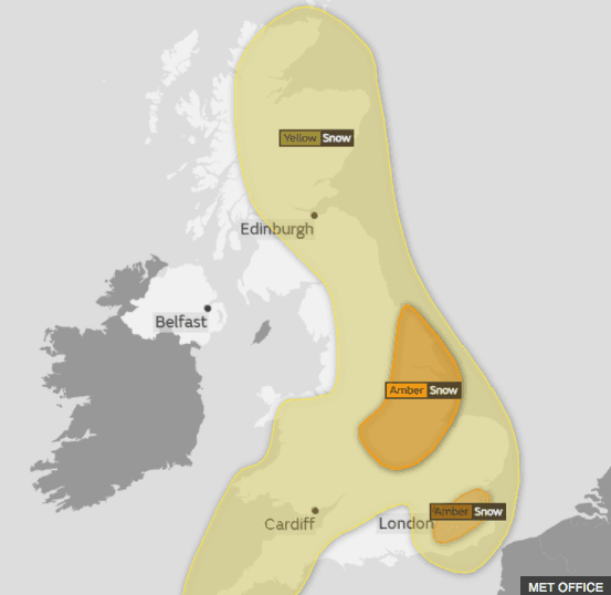Tuesday weather warning. (Met Office)