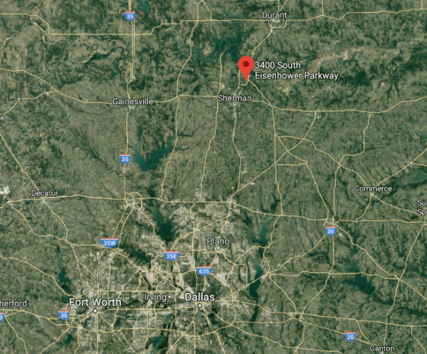 The location of the church in Denison, Texas, that Breana Rachelle Harmon walked into on March 8, 2017. (Screenshot via Google Maps)