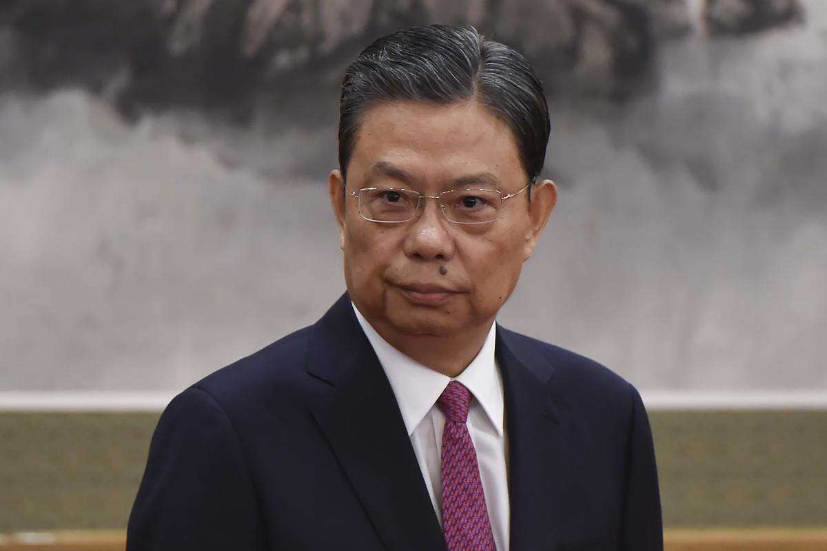 Zhao Leji, the current head of the Central Commission for Discipline Inspection (CCDI), at a media meet-and-greet of the Chinese Communist Party's Politburo Standing Committee, in Beijing's Great Hall of the People on Oct. 25, 2017. (Wang Zhao/AFP/Getty Images)