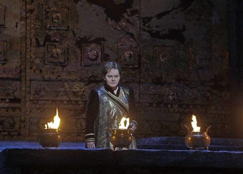 Mezzo-soprano Elizabeth DeShong as Arsace in Rossini's "Semiramide."<br/>(Ken Howard/The Metropolitan Opera)